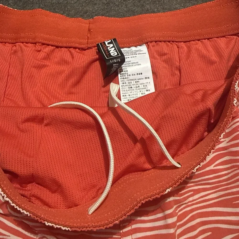 Kirkland Signature Mens Swim Trunks Shorts L Large Orange Red Swimwear Summer